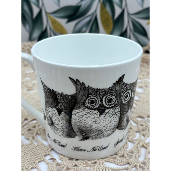 Rose of England Fine Bone China Mug OWLS See No Evil Hear No Evil Speak No Evil - Picture 3 of 6
